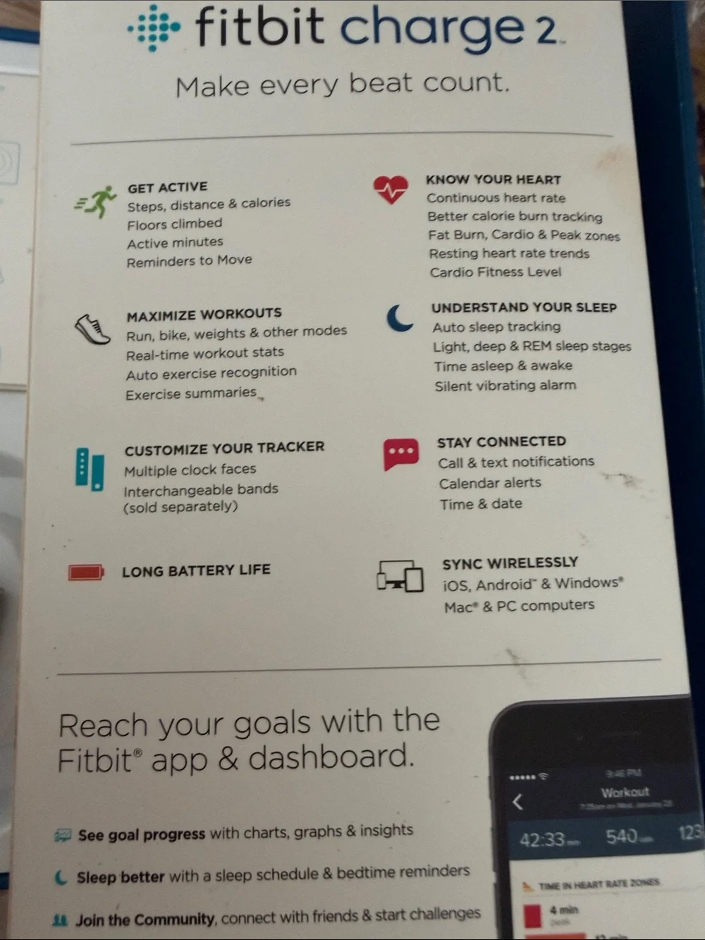 fitbit Charge 2 Fitness Needs Wristband!  - Black